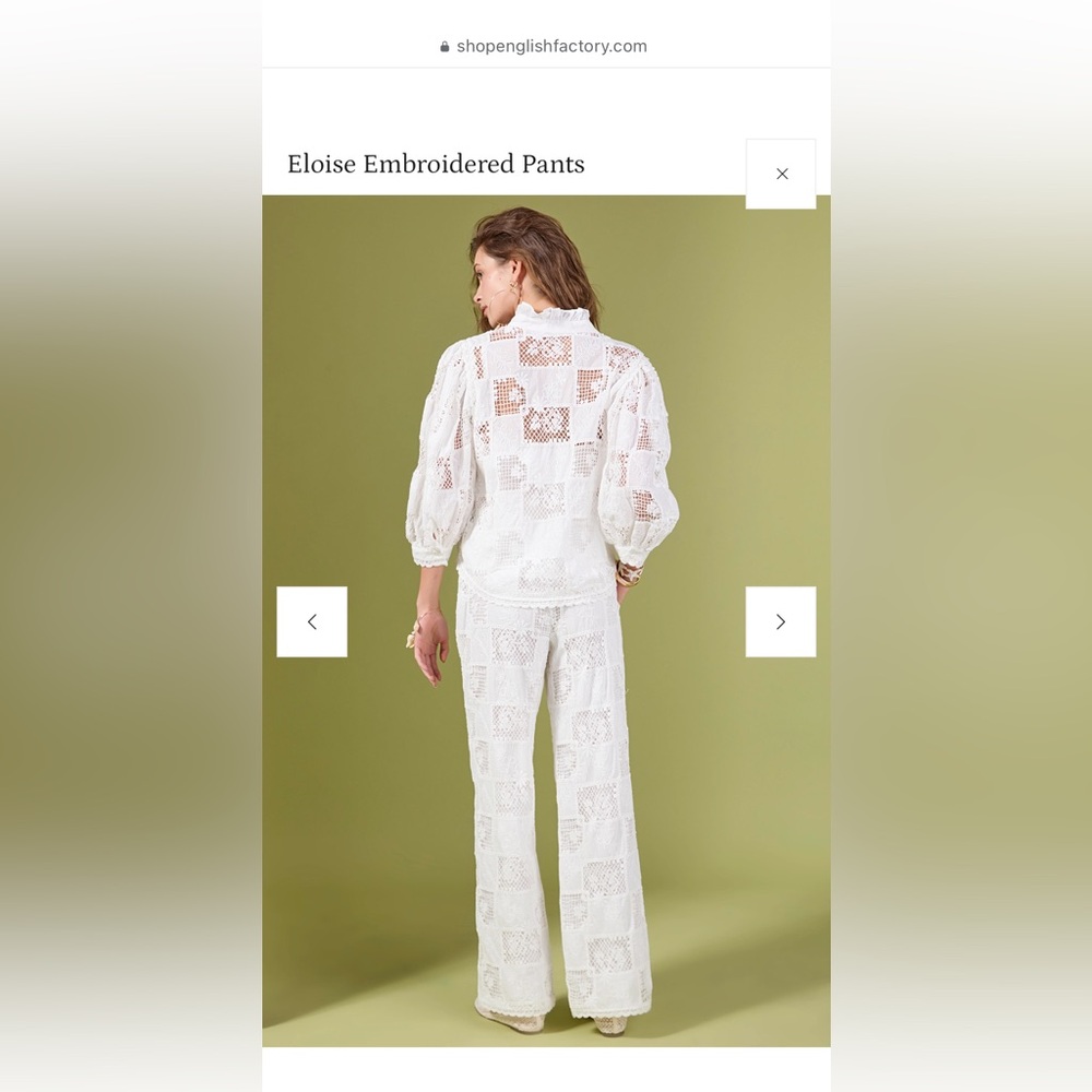 English Factory Ivory Embroidered Pants - Picture 5 of 5